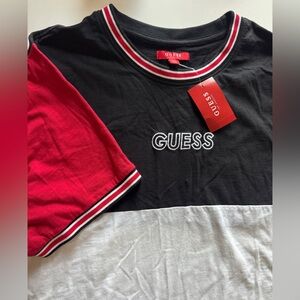 Guess Black Shirt with Red and White Details NWT